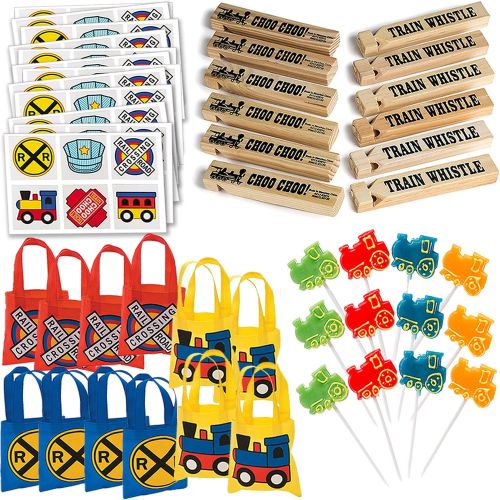 RBBZ party Train Party Favors Party Pack Bundle Includes Favor Bags and Fun Favors for 12