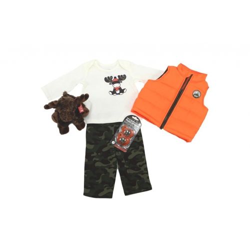  RBS Baby Boy Camo Moose Vest Set with Flopsie Moose and Orange Camo Pacifiers