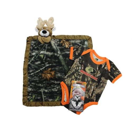  RBS Mossy Oak Camo Infant Bodysuit with True Timber Deer Camo Blankie and Billy Bob Size Matters Pacifier Gift Set