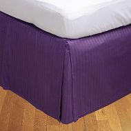 RBS Bedding's RBS Beddings 400 Thread Count Egyptian Cotton 1-Piece Split Corner Bed Skirt 16 Drop Length Queen Purple Stripe