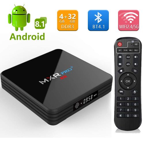  RBSCH Android 8.1 TV Box,2019 MXR Pro + 4G DDR3 32G EMMC Flash RK3328 Quad Core Processor True 4K Playing Full HD with 5G2.4G Dual WiFi BT4.1 USB3.0