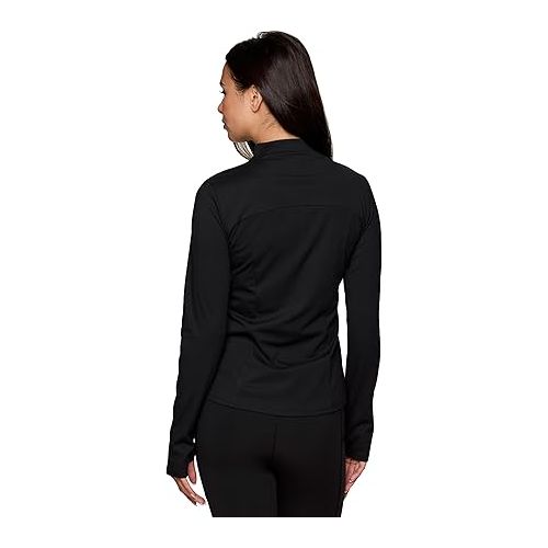  RBX Active Running Jacket for Women, Lightweight Zip Up Mock Neck Yoga Jacket With Zipper Pockets