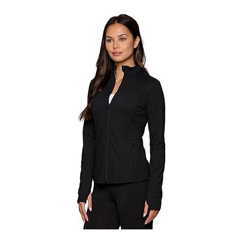  RBX Active Running Jacket for Women, Lightweight Zip Up Mock Neck Yoga Jacket With Zipper Pockets