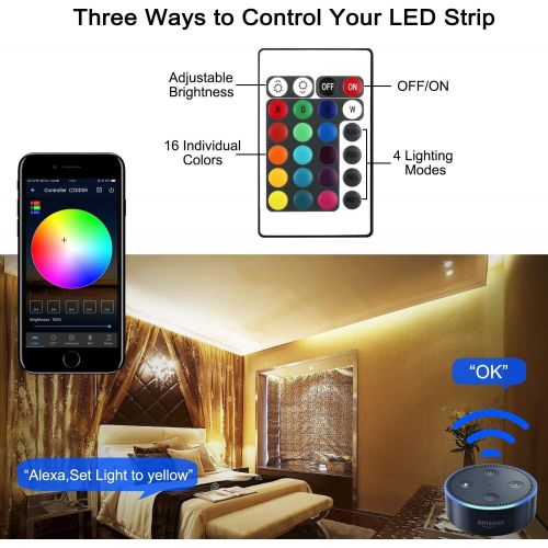  [아마존 핫딜] [아마존핫딜]RC WiFi LED Strip Lights 32.8ft RGB LED Strip Light 5050 LED Light Strip,Color Changing LED Strip Lights with Remote, APP Control for Home Decoration,Works with Android,iOS, Alexa,