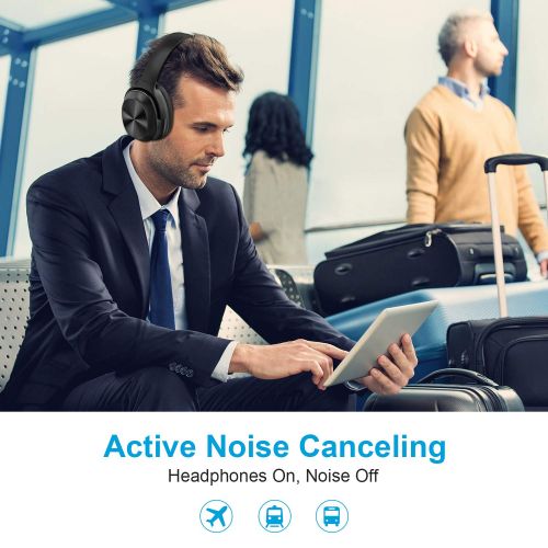  [아마존 핫딜] [아마존핫딜]Active Noise Canceling Headphones, RCA Bluetooth 5.0 Headphones Over Ear Wireless Headphones with Mic, Foldable Soft Protein Earpads, 25Hrs Playtime for Travel Work TV PC Cellphone