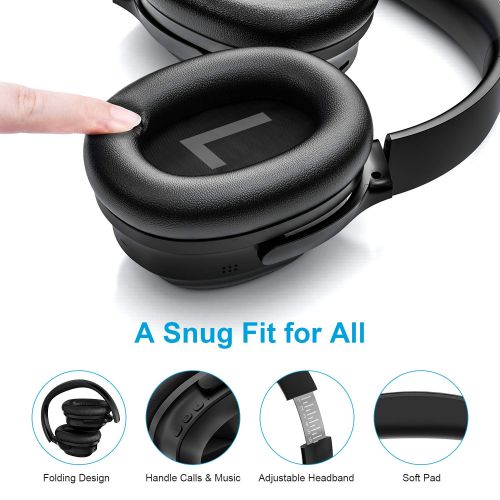  [아마존 핫딜] [아마존핫딜]Active Noise Canceling Headphones, RCA Bluetooth 5.0 Headphones Over Ear Wireless Headphones with Mic, Foldable Soft Protein Earpads, 25Hrs Playtime for Travel Work TV PC Cellphone