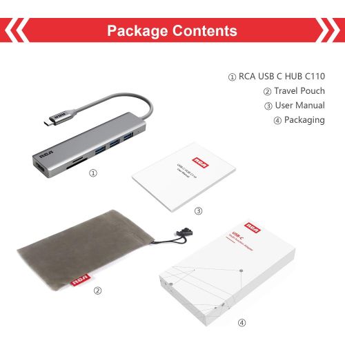  [아마존 핫딜] [아마존핫딜]USB C Hub, RCA USB C Adapter, 4K USB C to HDMI, 3 USB 3.0 Ports, SD/TF Card Readers, Compatible with MacBook Pro, Chromebook, XPS, Laptop and More USB Type C Devices