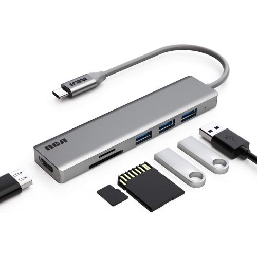  [아마존 핫딜] [아마존핫딜]USB C Hub, RCA USB C Adapter, 4K USB C to HDMI, 3 USB 3.0 Ports, SD/TF Card Readers, Compatible with MacBook Pro, Chromebook, XPS, Laptop and More USB Type C Devices