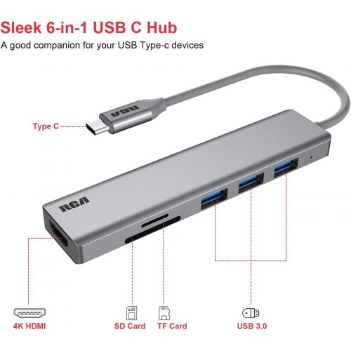  [아마존 핫딜] [아마존핫딜]USB C Hub, RCA USB C Adapter, 4K USB C to HDMI, 3 USB 3.0 Ports, SD/TF Card Readers, Compatible with MacBook Pro, Chromebook, XPS, Laptop and More USB Type C Devices