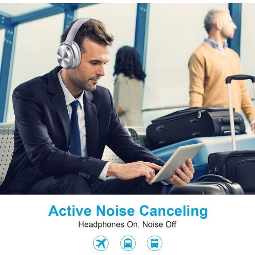  [아마존 핫딜] [아마존핫딜]Active Noise Canceling Headphones, RCA Bluetooth 5.0 Headphones Over Ear Wireless Headphones with Mic, Foldable Soft Protein Earpads, 25Hrs Playtime for Travel Work TV PC Cellphone