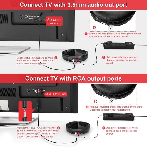  [아마존핫딜][아마존 핫딜] Wireless TV Headphones, RCA Over Ear Hi-Fi Stereo Headset for TV Watching PC VCD, Headphones with 2.4GHz RF Transmitter, Charging Dock for Seniors Hearing Impaired, 100ft Range, Re