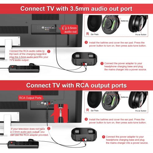  [아마존 핫딜] RCA Wireless TV Headphones, Over Ear Headphones for TV Watching, PC Phone MP3 iPod VCD DVD, Headphones for Seniors Hard of Hearing, 148ft/45M Range, Rechargeable and Adjustable
