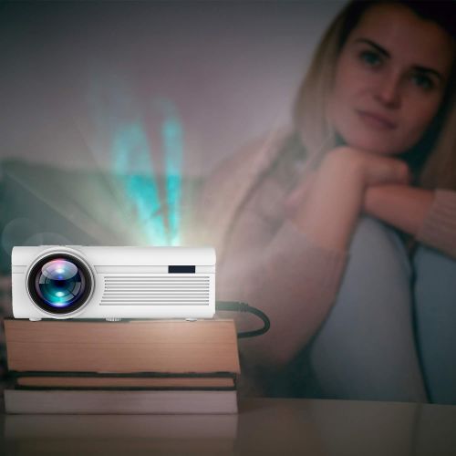  RCA RPJ136 LCD Home Theater Projector with LED Projection Lamp 1080p HD Compatible Bundle RPJ123 Indoor Outdoor 100 Diagonal Portable Projector Screen Kit