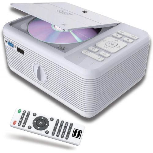  RCA Projector with Built-in Bluetooth & DVD Player - Movie Portable Projector, 1080P Supported for HD, Video & Screens - Silver