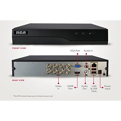  RCA HD Home Security and DVR System, 8 Channel Digital Video Recorder with Four 1080p Pro-Series HD Cameras and 1 TB of Built In Video Storage for Playback - Expandable Up to 8 Cam