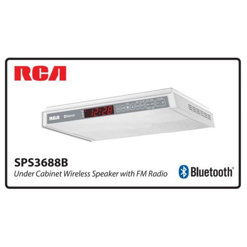  RCA SPS3688B Under Cabinet Wireless Speaker with FM Radio, White