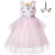 R-Cloud Girls Flower Unicorn Costume Pageant Princess Dress Up Cosplay Birthday Party Dress