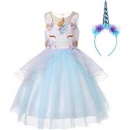 R-Cloud Girls Flower Unicorn Costume Pageant Princess Dress Up Cosplay Birthday Party Dress