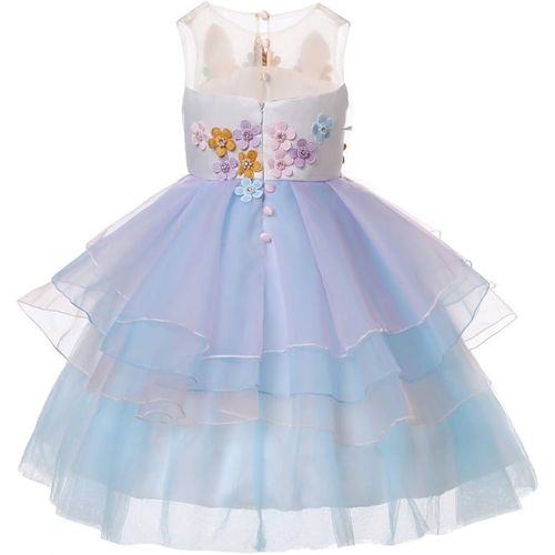  R-Cloud Girls Flower Unicorn Costume Pageant Princess Dress Up Cosplay Birthday Party Dress