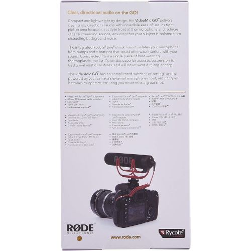 로데 RØDE Microphones Rode VideoMic GO Lightweight On-Camera Microphone with Integrated Rycote Shockmount
