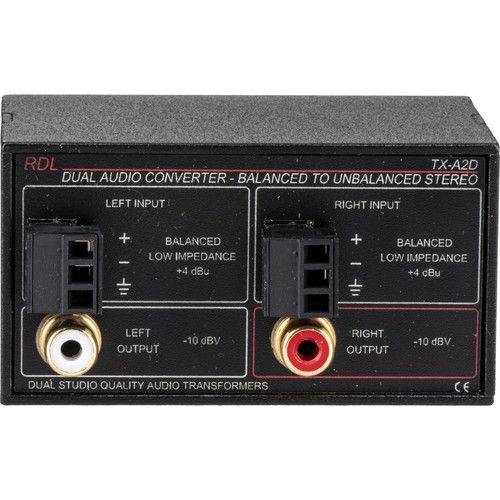  RDL TX-A2D Stereo Balanced to Unbalanced Signal Converter