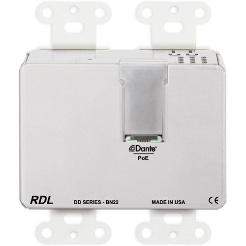  RDL DD-BN22 2 x 2 Wallmounted Bi-Directional Mic/Line Dante Interface (White)