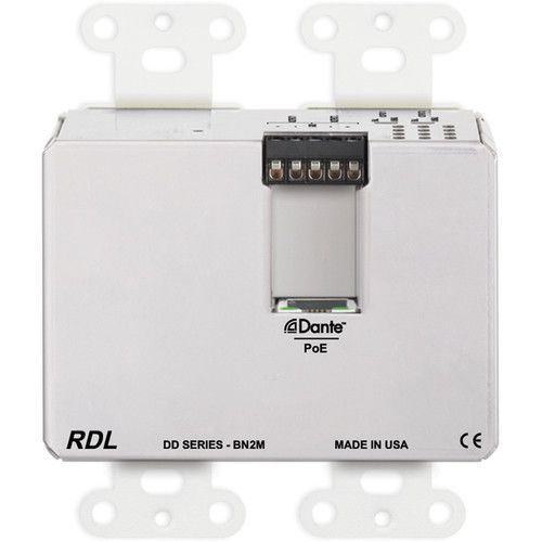  RDL DD-BN2M 2 x 2 Wall-Mounted Bi-Directional Mic/Line Dante Interface (White)