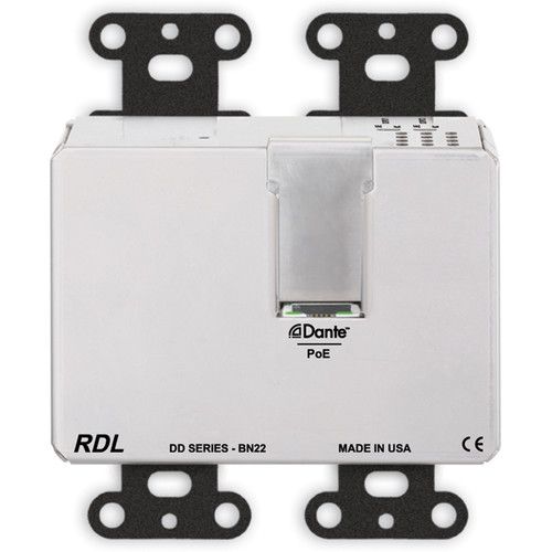  RDL DDB-BN22 2 x 2 Wallmounted Bi-Directional Mic/Line Dante Interface (Black)