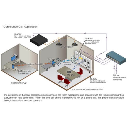  RDL DDB-BTN44 Wallmount Bidirectional Line-Level and Bluetooth Audio Dante Interface (Black)