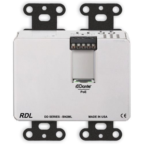  RDL DDB-BN2ML 2 x 2 Wall-Mounted Bi-Directional Mic/Line Dante Interface (Black)