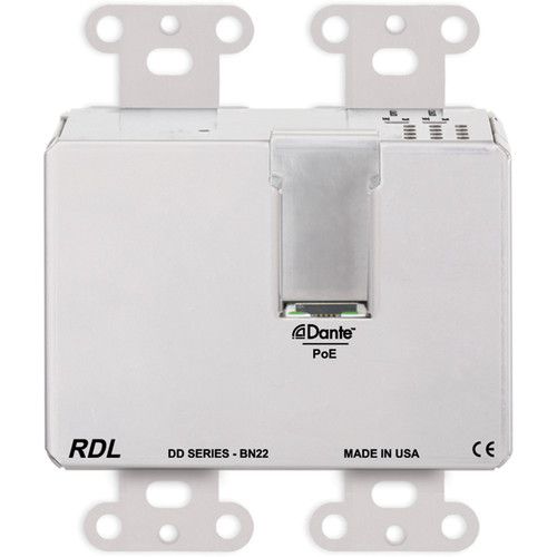  RDL DDS-BN22 2 x 2 Wallmounted Bi-Directional Mic/Line Dante Interface (Stainless Steel)