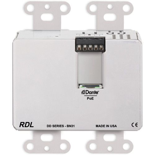  RDL DDS-BN31 4 x 4 Wall-Mounted Bi-Directional Mic/Line Dante Interface (Stainless Steel)