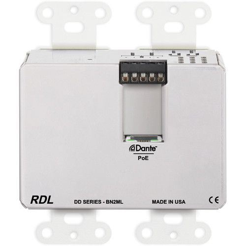  RDL DD-BN2ML 2 x 2 Wall-Mounted Bi-Directional Mic/Line Dante Interface (White)