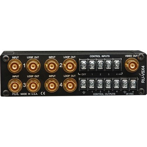  RDL RU-VSX4 4x1 Vertical Interval Video Switcher - BNC, Looping Inputs