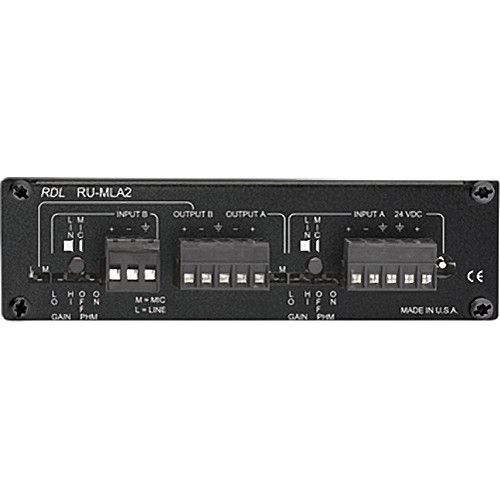  RDL RU-MLA2 - Dual Channel Microphone/Line Preamplifier with Four Channel Audio Distribution