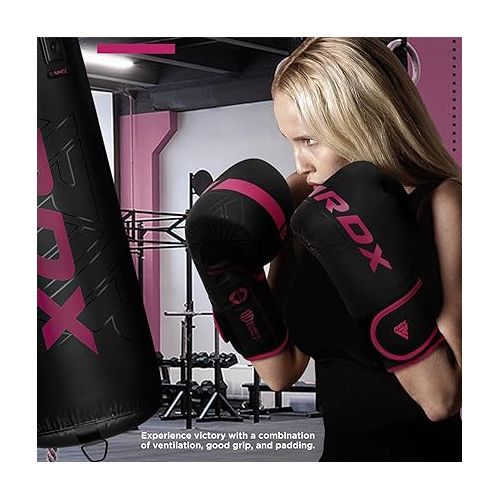  RDX Boxing Gloves Men Women, Pro Training Sparring, Maya Hide Leather Muay Thai MMA Kickboxing, Adult Heavy Punching Bag Gloves Mitts Focus Pad Workout, Ventilated Palm