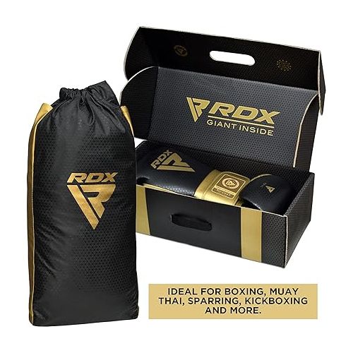  RDX Professional Boxing Sparring Gloves, Mark PRO Competition, Super Skin Maya Hide Leather, Multi-Layered, Padded Wrist Support, EZ Strap for Firm Secure Fit, Kickboxing Training
