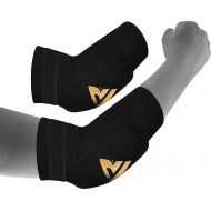 RDX MMA Elbow Support Brace Sleeve Pads Guard Bandage Elasticated Shield Protector,Black,Large, Large, Black