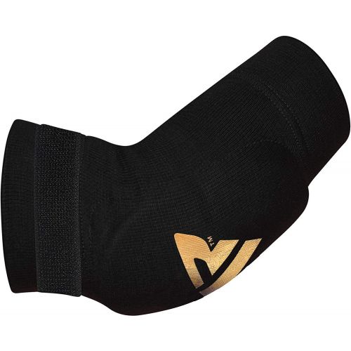  RDX MMA Elbow Support Brace Sleeve Pads Guard Bandage Elasticated Shield Protector,Black,Large, Large, Black