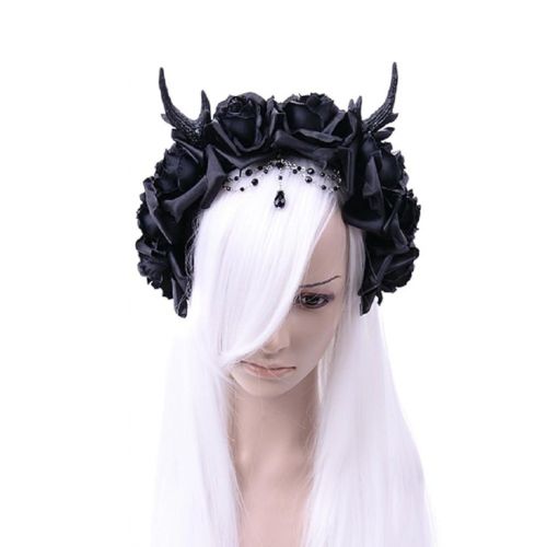  RE Style Restyle Gothic Princess Hair Garland Nu Goth Roses Antlers Headband