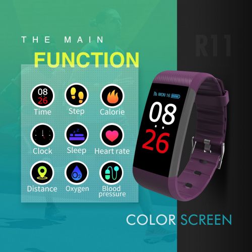  READ New Fitness Tracker, Heart Rate Monitor, IP67 Waterproof Smart Bracelet with Camera Remote Shoot, Activity Fitness Wristband R11 Pedometer for Bluetooth Android and iOS