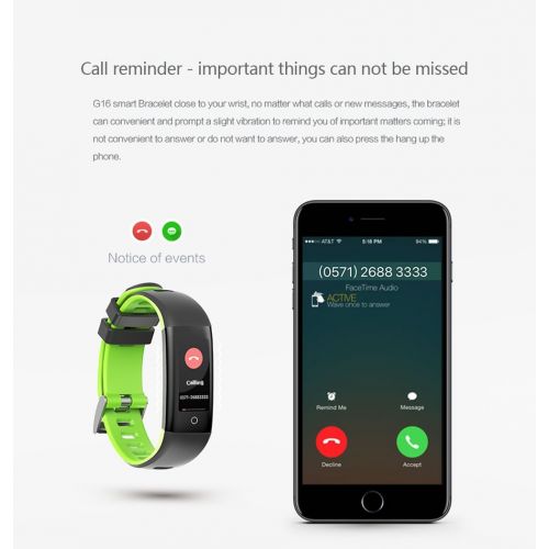  READ Fitness Tracker Blood Pressure Heart Rate Sleep&Monitor G16 Health Tracker Step Distance Calories Counter Pedometer IP67 Waterproof Smart Watch Call SMS SNS Remind Watch for A