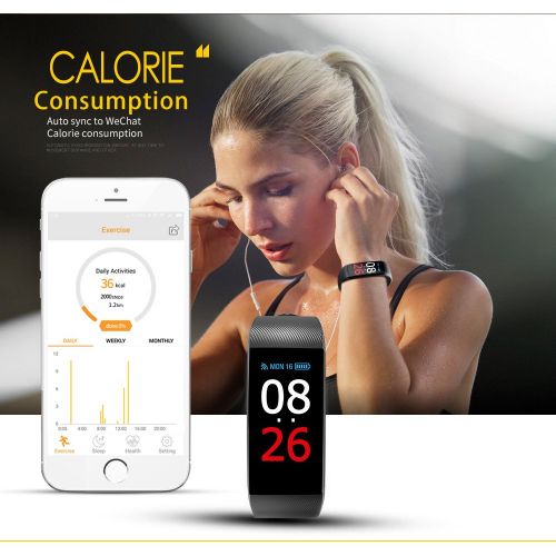  READ Fitness Tracker Blood Pressure Heart Rate Sleep&Monitor G16 Health Tracker Step Distance Calories Counter Pedometer IP67 Waterproof Smart Watch Call SMS SNS Remind Watch for A