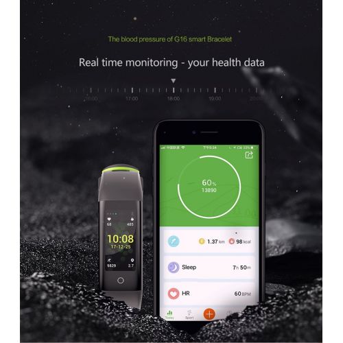  READ Fitness Tracker Blood Pressure Heart Rate Sleep&Monitor G16 Health Tracker Step Distance Calories Counter Pedometer IP67 Waterproof Smart Watch Call SMS SNS Remind Watch for A