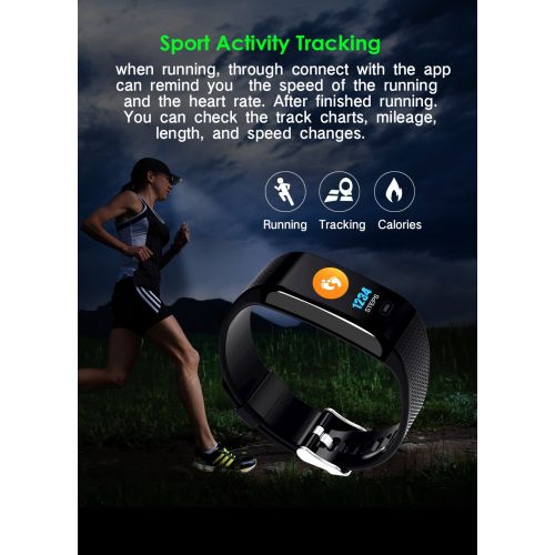  READ Sport Fitness Activity Tracker R18 Smart Watch Heart Rate Blood Pressure Sleep Support USB-Charge Watch Waterproof Call Message and SNS Sedentary Remind Watch for Android iOS