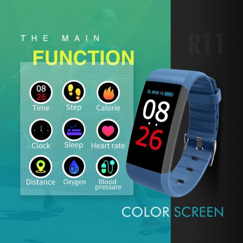  Blood Pressure Monitor Fitness Tracker Heart Rate Monitor READ R11 Pedometer Calorie Counter Activity Tracker Sleep Monitoring IP67 Waterproof Call SMS SNS Remind Watch for Android