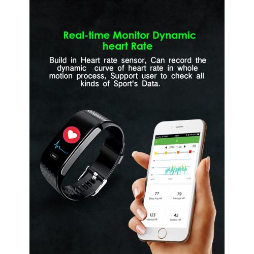  READ Sport Fitness Activity Tracker R18 Smart Watch Heart Rate Blood Pressure Sleep Support USB-Charge Watch Waterproof Call Message and SNS Sedentary Remind Watch for Android iOS