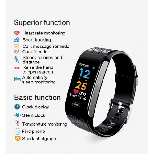  READ Sport Fitness Activity Tracker R18 Smart Watch Heart Rate Blood Pressure Sleep Support USB-Charge Watch Waterproof Call Message and SNS Sedentary Remind Watch for Android iOS