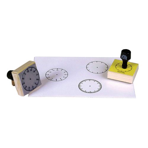  [아마존베스트]READY 2 LEARN - CE099 Ready 2 Learn Analog Clock Stamps - Set of 3 - Wooden Stamps for Telling Time Activities and DIY - Use for Flashcards, Worksheets, Invitations, Albums and Scr