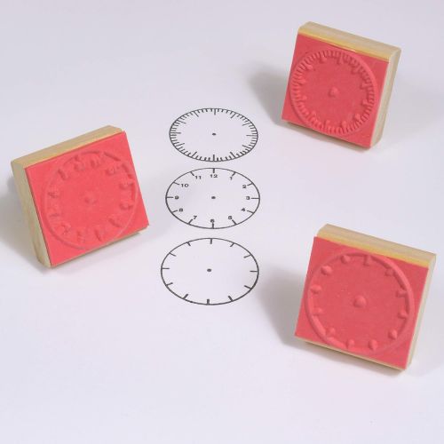  [아마존베스트]READY 2 LEARN - CE099 Ready 2 Learn Analog Clock Stamps - Set of 3 - Wooden Stamps for Telling Time Activities and DIY - Use for Flashcards, Worksheets, Invitations, Albums and Scr